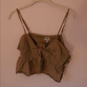 Beige polka dot tank top crop top